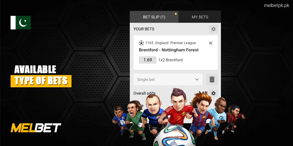 Available Type of Bets on Melbet